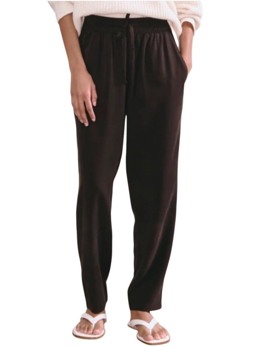 EVERLANE the Taper pant 100% Lyocell Tencel pull on comfort S NWT neutral black